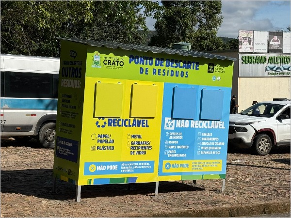 Crato amplia rede de coleta seletiva com novo ecoponto no estacionamento do Serrano