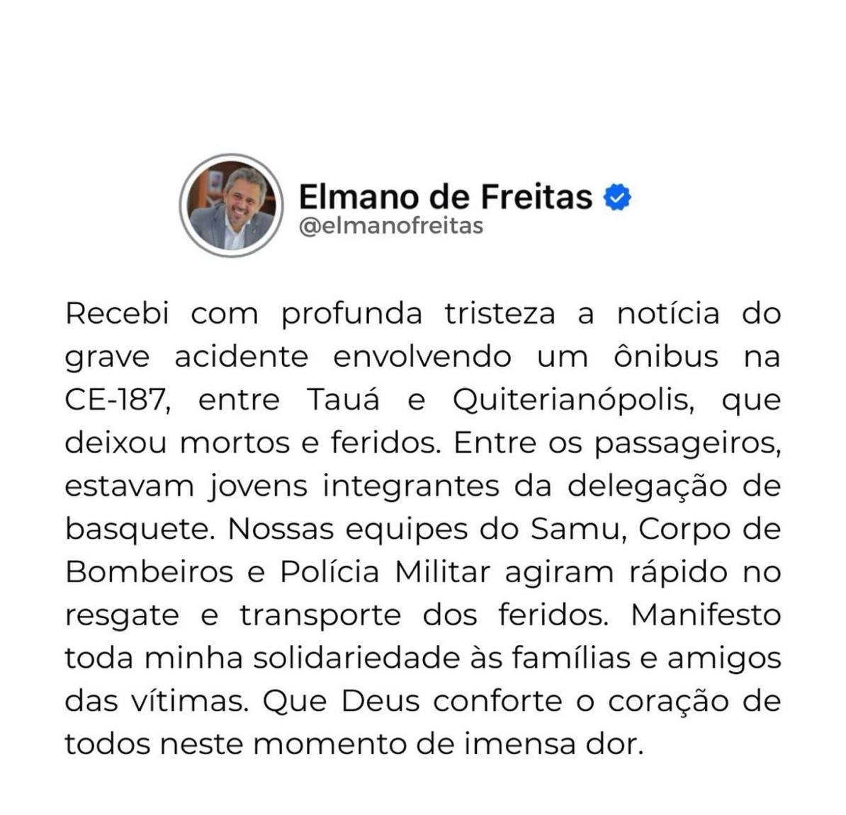 Governador Elmano acompanha e oferece acolhimento e assistência social às vítimas e familiares de atletas mortos em acidente na CE-187, em Tauá