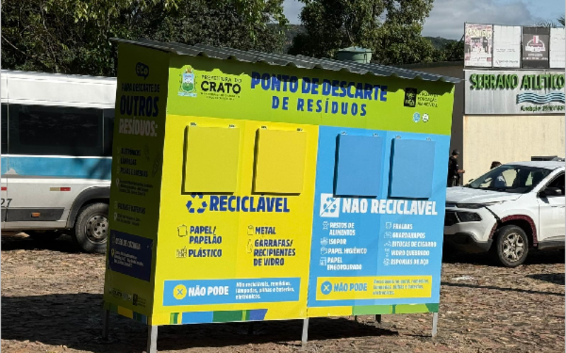 Crato amplia rede de coleta seletiva com novo ecoponto no estacionamento do Serrano