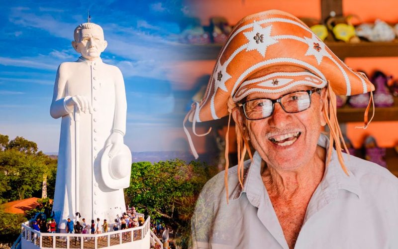 Projeção mapeada transforma estátua do Padre Cícero em homenagem inédita a Espedito Seleiro